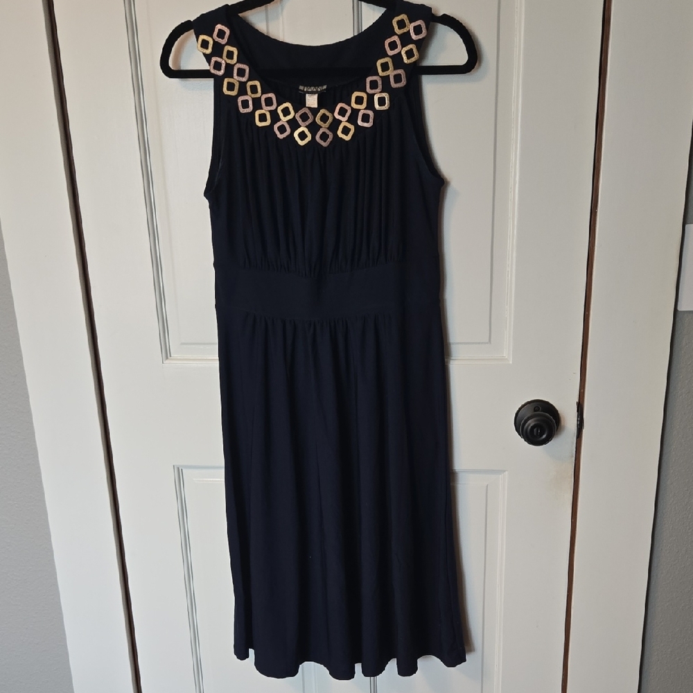 Haani Black and Gold Embellished Midi Sundress